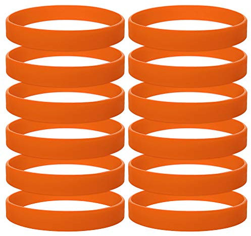 GOGO 12 Stück Silikonarmband Silikon Jelly Armbänder für Erwachsene, Gummi Armreifen, Partyzubehör- Orange