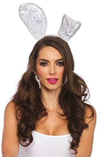 Leg Avenue Women's Bendable Bunny Rabbit Ears Headband, White, One Size