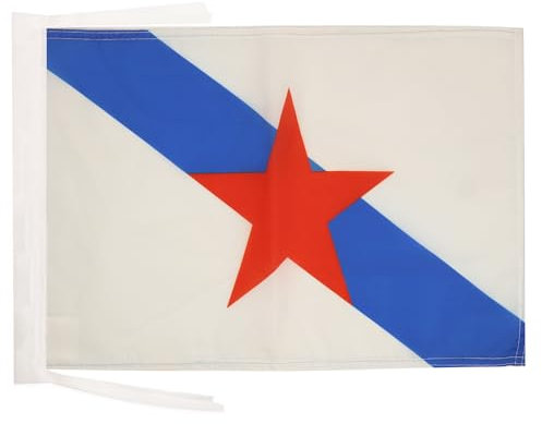 BANDERA de GALICIA ESTRELEIRA 45x30cm - BANDERINA INDEPENDENTISTA GALLEGA - NACIONALISMO GALLEGO 30 x 45 cm cordeles - AZ FLAG