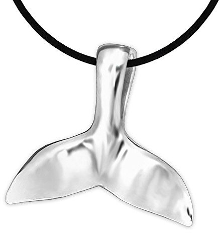 CLEVER SCHMUCK - Colgante de aleta de ballena, 20 x 17 mm, acabado brillante, plata 925, cordón negro