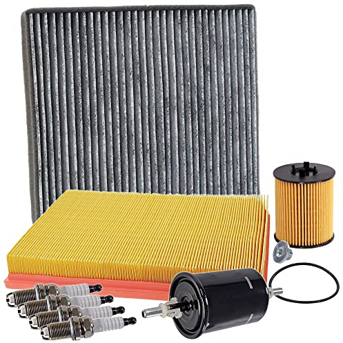 BESTPRICE Inspektionspaket Filterset 1x Ölfilter, 1x Luftfilter, 1x Innenraumfilter, 1x Kraftstofffilter, 4x Zündkerze, Kompatibel mit OPEL ASTRA G (T98), ZAFIRA A (T98)