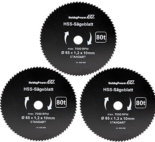 Mini Handkreissäge 3er-Set Sägeblatt Holz Fein Ø85x10x1,2mm für Skil 5330 AA