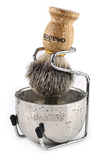 Anbbas Rasierset Herren Geschenk Set Rasierpinsel Dachshaar mit Rasierschale und Pinselhalte Klassische Nassrasur