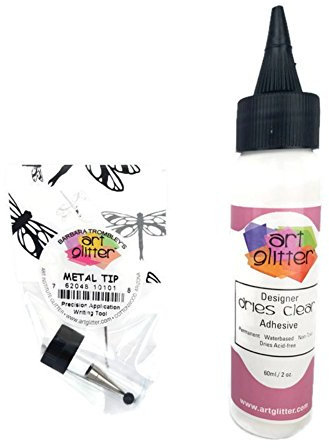 Art Glitter Glue Designer Dries Clear Adhesive 60ml with Ultra Fine Metal Tip
