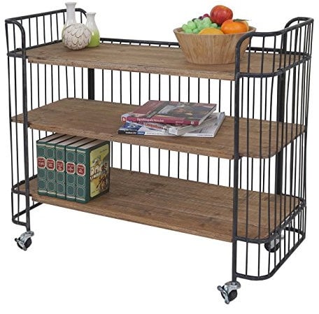 Mendler Rollwagen HWC-A43, Rollregal Servierwagen, Tanne Holz massiv Vintage 84x98x36cm