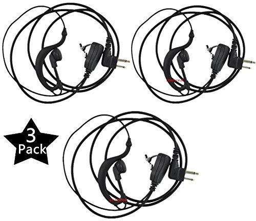 Lsgoodcare 2 Pin G Shaped Police Earpiece Headset PTT with Mic Compatible for Motorola 2 Way Radio CP040 CP200 XTNi DTR VL50 Walkie Talkie Earphone, Pack of 3