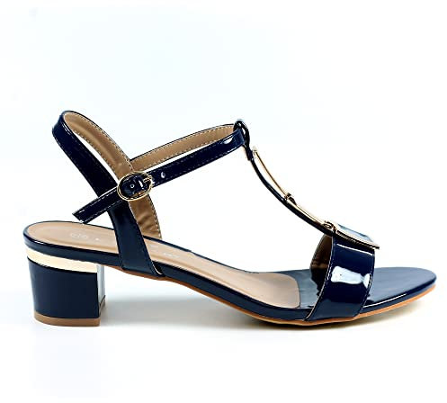 Lunar Shoes Ladies Blaze Navy Patent Sandal 4 Blue