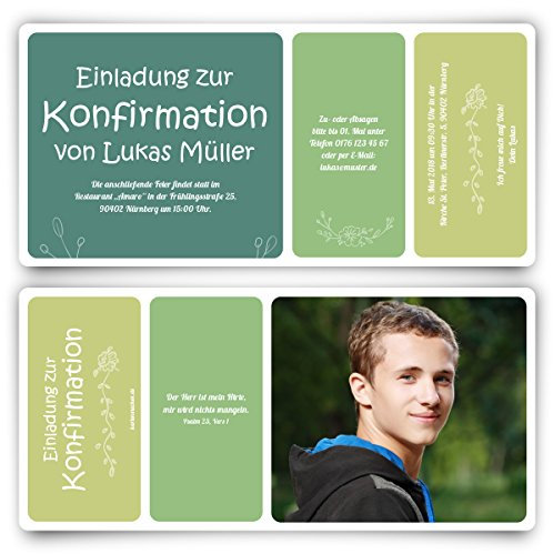 10 x Konfirmation Einladungskarten Konfirmationseinladungen Konfirmationskarten - Blumenabriss