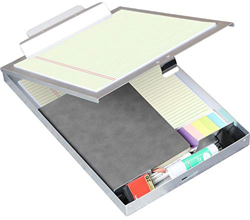 ROCOFF Metall-Klemmbrett mit Stauraum – Aluminium-Klemmbretter in Briefgröße, robustes Klemmbrett – ideal für Büro, Baustelle oder Klassenzimmer, Einzelfach