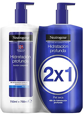 Neutrogena Fórmula Noruega Hidratación Profunda Loción Corporal de Absorción Inmediata (pack de 2 x 750 ml), crema hidratante corporal con tecnología Pro-Ceramida y Glicerina para piel seca
