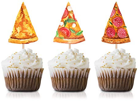 Cupcake-Topper für Pizza-Party, 24 Stück, Dekoration für Geburtstagspartys