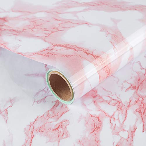 JSEVEM Papier peint en marbre rose à décoller et coller en granit imperméable à l'eau pour décoration murale amovible en vinyle pour cuisine comptoir armoire salle de bain 40cm×10m