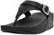 Fitflop Women's Lulu Adjustable Leather Toe Post Wedge Sandal, All Black, 6 UK