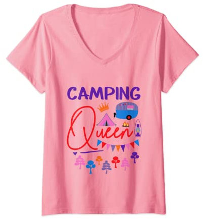 Queen Of The Camper Süßes Wohnmobil-Glamping-Squad, Spaß, Camping-Leben T-Shirt mit V-Ausschnitt
