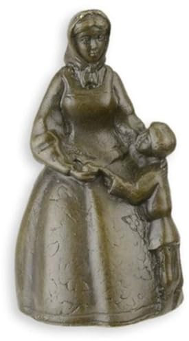 Casa Padrino Jugendstil Tischglocke Frau mit Kind Bronzefarben Ø 3,9 x H. 6,9 cm - Tischklingel Service Glocke aus Bronze - Hotel & Gastronomie Accessoires