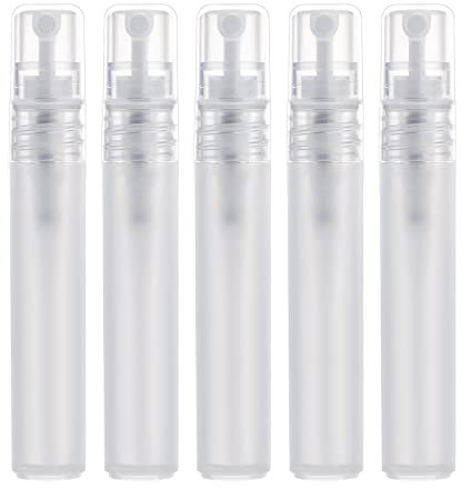 KINBOM 5 Piezas 8ml Atomizadores de Perfume, Recargables Mate Botellas de Spray Plástico para Viajes Niebla Fina Botellas de Pulverizador Vacías para Cabello Rostro Plantas (Blanco)