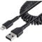 StarTech.com Cable 50cm USB a Lightning con Certificación MFi, Cable Rizado de Carga para iPhone, Negro, con Recubrimiento de TPE, Núcleo de Fibra de Aramida, Cable Lightning Rizado (RUSB2ALT50CMBC)