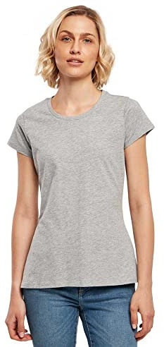 Build Your Brand Women's Ladies Basic tee T-Shirt, Heather Grey, XS