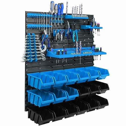 botle 18 Stapelboxen Wandregal Kunststoff 77 x 78 cm Werkzeughalter Werkstatt Garage Lagersystem Sichtlagerkästen Schütte