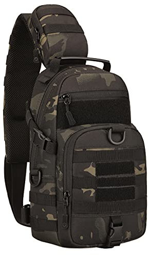 Taktisch Umhängetasche Militär Schultertasche Molle Wasserdicht Outdoor Brusttasche Crossbody Multifunktion Daypack für Wandern Reisen Radfahren Trekking Herren, Nacht Tarnung