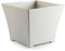 AC - Maceta Cuadrada - Fabricación en plástico – Diseño Rattan – Ideal como macetero, Tiesto, Recipiente para Plantas, Flores, balcón, terraza, jardín – 25 cm – Color Blanco Marfil