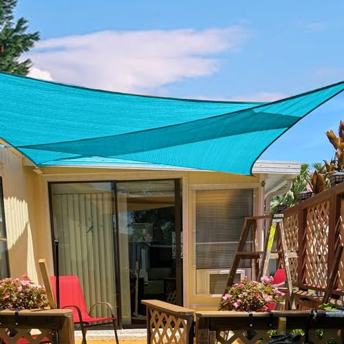 SUNLAX Sonnensegel, 2,4 x 2,4 x 2,4 m, türkis, dreieckig, für Außenbereich, Terrasse, Pergola, Sonnenschutz, UV-blockierende Canovas Abdeckungen