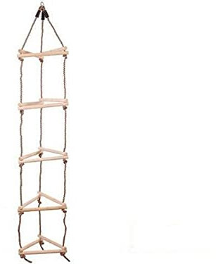 KIDS WOODEN ROPE LADDER FOR CHILDRENS CLIMBING ROPE FOR TIMBER CLIMBING FRAME PLAYHOUSE TREE HOUSE SELECTION OUTDOOR GYMNASTIC DIY PLAYGROUND * FROM HAPPY PLAYGROUNDS (3 Sided Ladder)