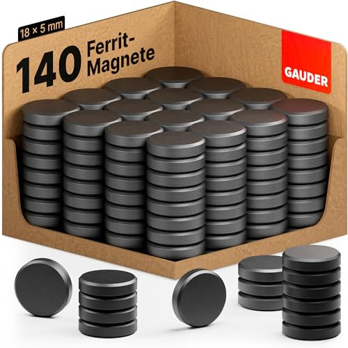 GAUDER Magnets for Whiteboard, Notice Board & more (18 x 5 mm) | 140x Magnets for Crafts | Fridge Magnets