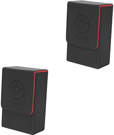 Cabilock 2st Tarot-Karten-Box Tarottasche Aus Leder Orakelhalter Decksbehälter Ablage Verwerfen Spielkoffer Schaukasten Tarothalter Aus Leder Rechteckiges Tablett Schreibtisch Pu Halterung