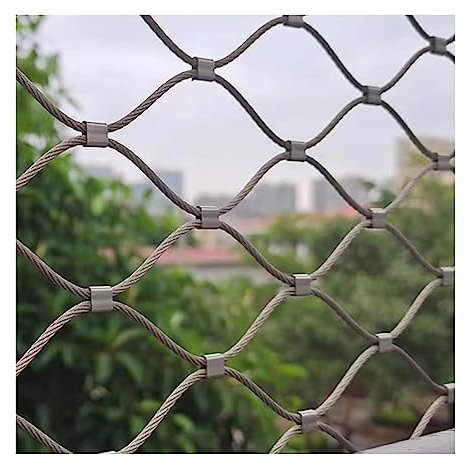 LXBAMKEA Red De Malla De Cable De Cable De Acero Inoxidable, Frontera Protección Malla De Jardín, Pollo Aves Corral Malla Alambre, Balcón De Barandilla Extensible Red Anticaída (Color : Silver, Size