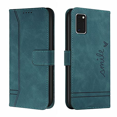 Trugox Handyhülle für Samsung Galaxy A41 / A405 Hülle Klappbar Klapphülle mit Kartenfach Handytasche Handy Schutzhülle Tasche Leder Wallet Flip Case Slim Book Cover - Blaugrün