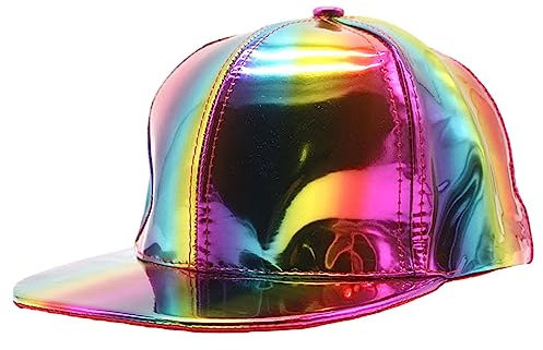 Regenbogen reflektierende Hip Hop Mütze | Verstellbare Hip-Hop-Flachkrempe, modische Rock-Caps mit Flacher Krempe - Reflektierende Snapback-Mütze für Cosplay Casual, Glastonbury