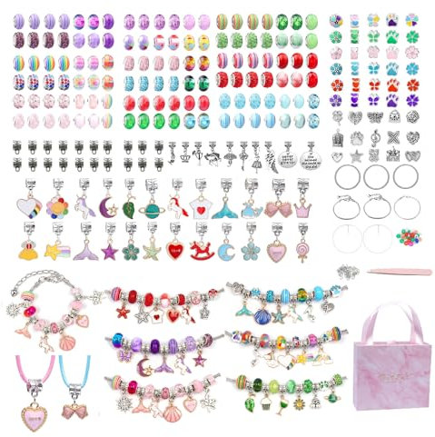 SHJOEE 288 Stück Charm Armband Making Kit Kinder Armband Set Selber Machen DIY Handwerk für Mädchen Frauen Schmuckherstellungsset 5-13 Jahre Geschenke für Geburtstag Ostern Weihnachten