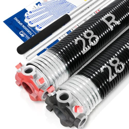 YoToolGDS Garagentor-Torsionsfeder-Set mit rutschfesten Wickelstangen und Handschuhen, hochpräzise Elektrophorese, ölfrei, schwarz beschichtet zum Ersatz, min. 16.000 Zyklen (0,6 x 5,1 x 71,1 cm)