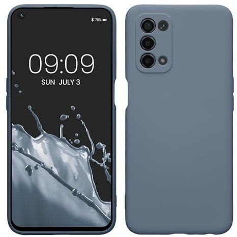kwmobile Slim Case kompatibel mit Oppo A74 (5G) / A54 (5G) Hülle - Handyhülle aus Silikon in Blaugrau