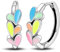 CYCUFF 925 Sterling Silber Hoop Ohrringe - Bunte Cubic Zirkonia Schmuck für Frauen Set - Geschenke für Sie (Bunt Leuchtende Dreifach-Pfirsich-Herz-Ohrringe)