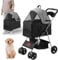 VEVOR Hundebuggy 79x46x102cm Hundewagen 16kg Tragfähigkeit Faltbar Hundetrolley Aluminium-Rahmen 600D Oxford-Gewebe Nylon-Netzfenster 4 Eva-Räder Hundebox Tierbuggy Katzenbuggy Haustier Transport