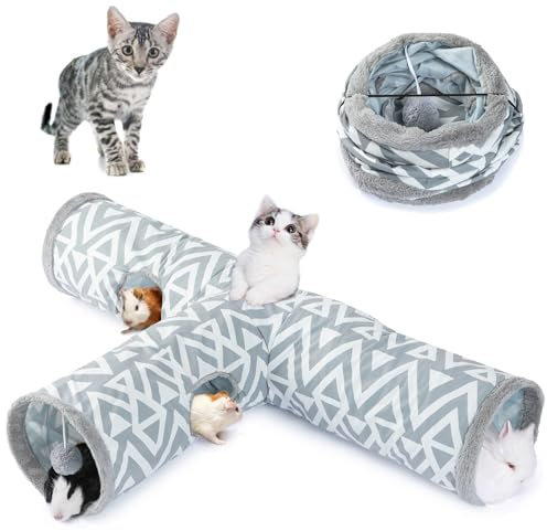JanYoo Cat Tunnel Bunny Tunnel 3 Way Collapsible Cat Tunnels for Indoor Cats Pet Toy Tube Rabbit Hideout Guinea Pig Ferret Kitty Tunnels