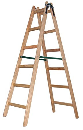 VaGo Wooden Ladder Step Ladder 2 x 6 Steps Double-Sided Folding Ladder