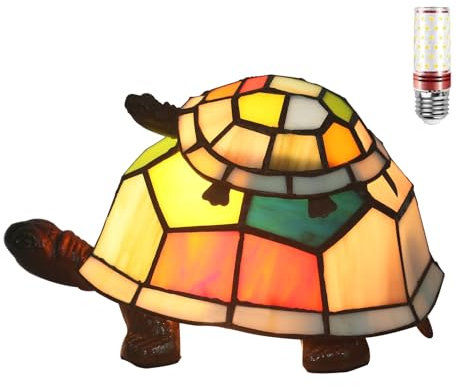 Uziqueif Tiffany Lampe Tier, Schildkröte Tiffany Style Tischlampe, Buntglas Lampe, Dekorative Tischlampe Wohnzimmer, Nachttischlampe Für Schlafzimmer, Büro Lampen,a