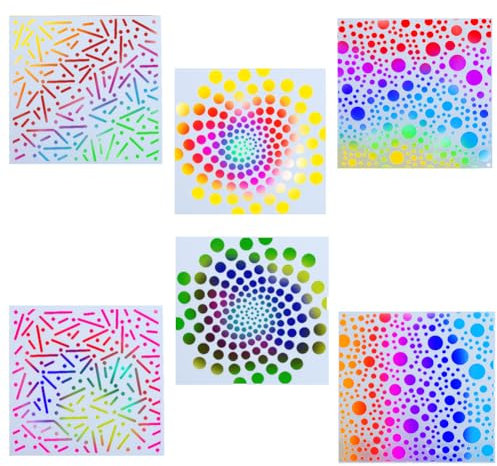 GORGECRAFT 6Pcs 15x15cm Pochoirs à Pois Mandala Modèle de Peinture de Roche Pochoirs de Dessin en Plastique Réutilisables pour DIY Murs en Bois Meubles d'art Carrelage de Sol Toile Tissu Verre
