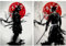 KAIDAARTLH Japanese Samurai Leinwand Bilder, Japanische Bushido poster & kunstdrucke, Schwarz Weiß wandbilder wohnzimmer, für Wohnzimmer Schlafzimmer Dekor set 2x70x100, Rahmenlos
