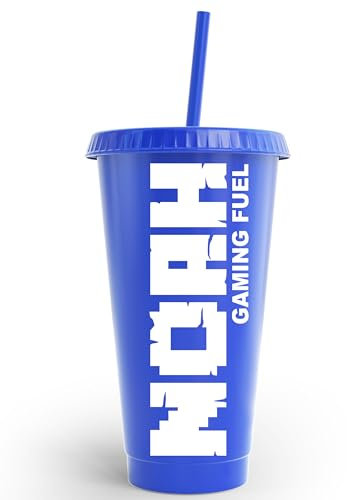 Gaming Fuel Custom Personalized Gamer Themed Cold Cup for Boys & Girls Birthday Party with Lid and Straw