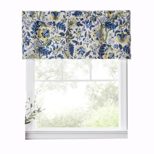 Ellis Curtain Regency 50 x 15 Lined Tailored Valance, Blue