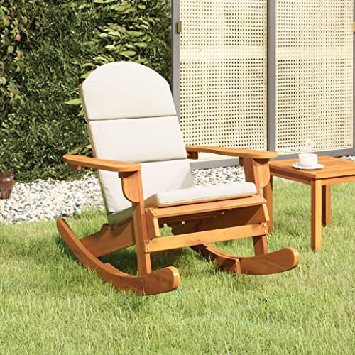 KTHLBRH Adirondack-Schaukelstuhl mit Kissen Massivholz Akazie, Freizeitstühle Balkonstühle Terrassenstühle Outdoor-Stühle für Garten, Rasen, Terrasse