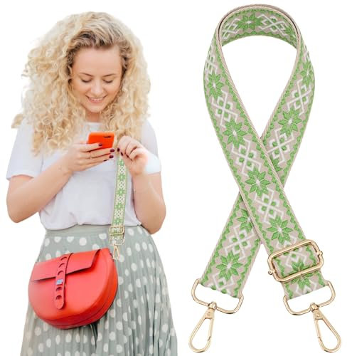 Traziewell Riemen für Umhängetasche Grün Verstellbar Schulterriemen 3.8CM Schultergurt Damen & Herren Breit Taschengurt für Handtaschen Riemen 0714