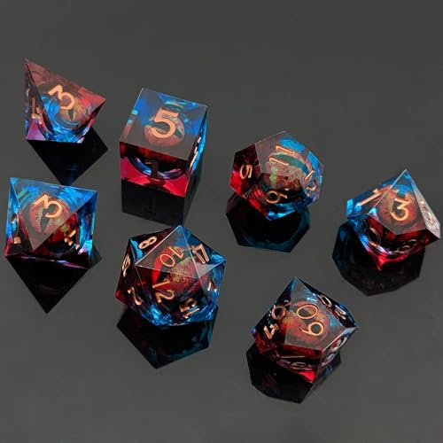 7 Stück Drachenauge Polyedrische Harz Spielwürfel DND Würfel Set D&D Würfel für Dungeons and Dragons RPG MTG Pathfinder Rollenspiel D4 D6 D8 D10 D% D12 D20