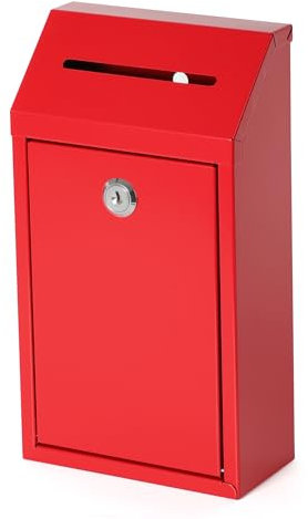 RustMail Briefkasten aus Metall, zur Wandmontage, abschließbar, für Zuhause, Büro, Außentür, 26 x 14 x 7 cm, Rot