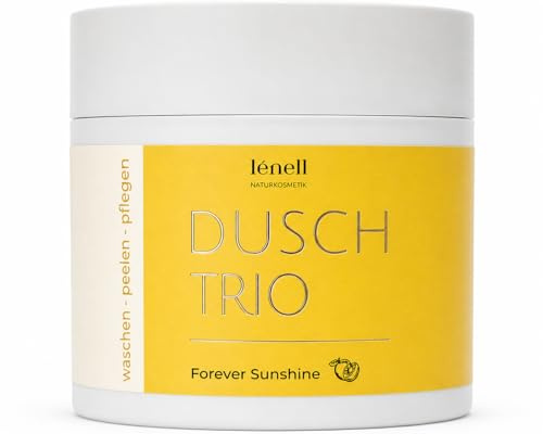 lénell Forever Sunshine veganes 3in1 Duschmousse mit Aprikosenkernöl & Zuckerpeeling
