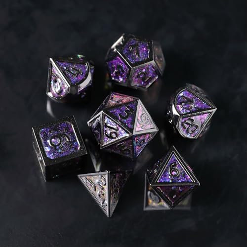 Metall DND Würfel Set 7 Blatt DND Würfel Polyeder D20 D12 D10 D% D8 D6 D4 für Dungeons & Dragons RPG Brettspiele Tischspiele RPG MTG Spiele